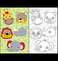 Cartoon Of Cute Animals Smile Face On Leaves