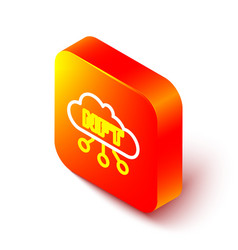 Isometric Line Nft Cloud Icon Isolated On White