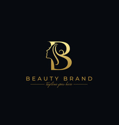 Letter B Beauty Women Face Logo Design Royalty Free Vector