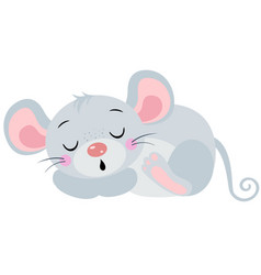 Cute Mouse Sleeping Isolated On White