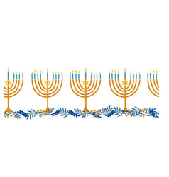 Menorahs Seamless Border Hanukkah