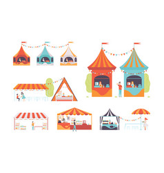 Outdoor Striped Tents Stalls With Sellers