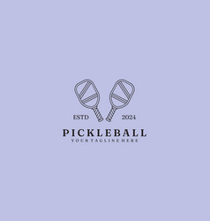 Pickleball Tournament Line Art Logo Minimalist