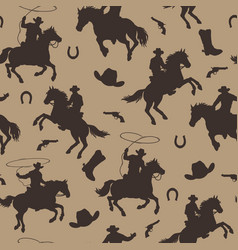 Wild West Seamless Pattern Monochrome