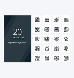 20 Digital Economy Business Outline Icon For