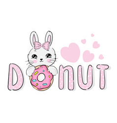 Bunny Pink Donut Child Kids Print