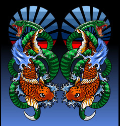 Parallel Snake And Koi Fish