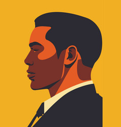 Profile Of An African American Man In Flat Style