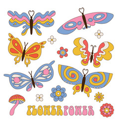 Butterfly Groovy Sticker 1970s Set Collection