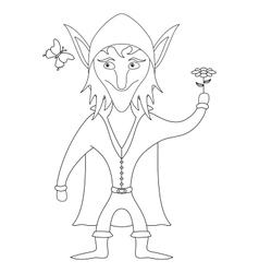 Elf With Flower Outline