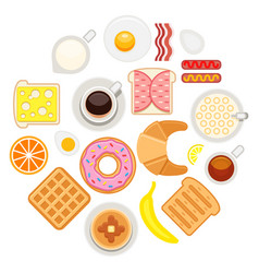 Breakfast Food Set Top View Flat Icon