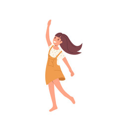 Cute Little Barefoot Girl Child Character Dancing