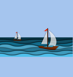 Papercut 3d Sea Waves And Sail Boat Modern Paper