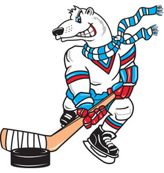 Ice hockey polar bear mascot Royalty Free Vector Image