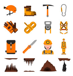 Speleology Flat Icons Set