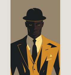 African American Man In A Hat And Suit