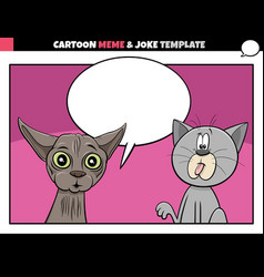 Cartoon Meme Template With Funny Cat Characters