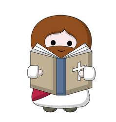 Cute God Jesus Christ Read Bible In Color