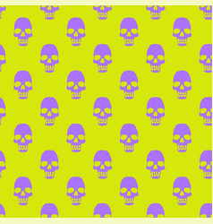 Seamless Pattern With Violet Skulls On Yellow