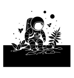 Astronaut In The Desert On A Dark Background