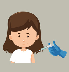 Cartoon Character A Woman Getting A Vaccine