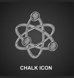 Chalk Atom Icon Isolated On Black Background