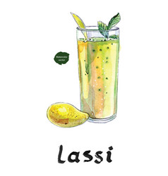 Full Mango And Mango Lassi In Watercolor