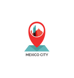 Mexico Map City Pin Point Geolocation Modern