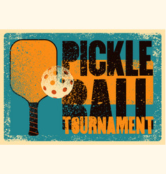 Pickleball Tournament Vintage Grunge Poster