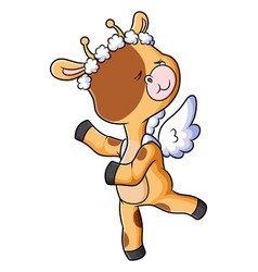 Pretty Angel Giraffe Is Dancing With The White