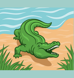 Green Crocodile With Open Mouth