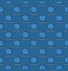 Globe On Stand Concept Blue Seamless Pattern