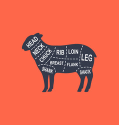 Sheep Diagram Cuts Butcher Scheme Poster Cuts