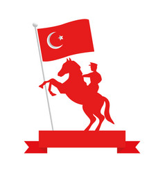 Turkish Mustafa Kemal On Horse Wig Flag And Ribbon