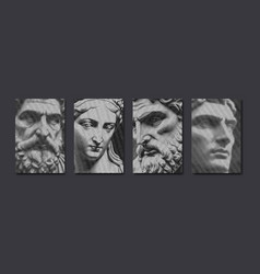 Antique Greek Statues In Engraved Line Pattern