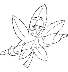 Outlined Funny Marijuana Leaf