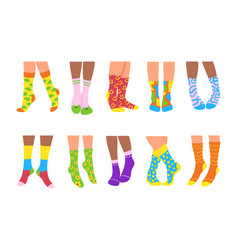 Pairs Of Female Legs In Warm Socks