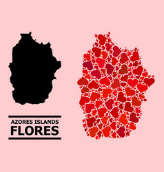 Red Valentine Pattern Map Azores - Flores