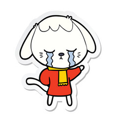 Sticker Of A Cute Puppy Crying Cartoon