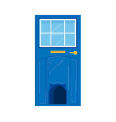 Blue Vintage Front Door With Glass Windows