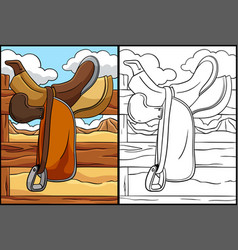 Cowboy Horse Riding Saddle Coloring