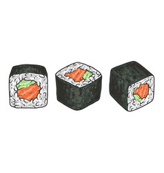 Japanese Rolls Colorful Emblems Set