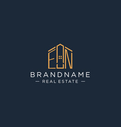 Initial Letter En Logo With Abstract House Shape