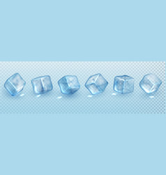 Set Ice Cubes Isolated Realistic 3d Transparent