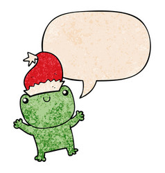 Cute Cartoon Frog Wearing Christmas Hat