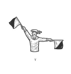 Flag Semaphore Letter Y Sketch