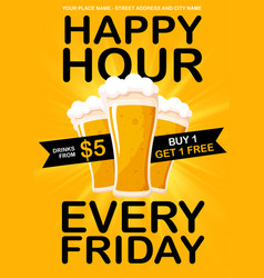 Happy hour party social media post flyer design Vector Image