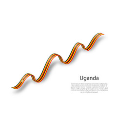 Waving Ribbon Or Banner With Flag Of Uganda