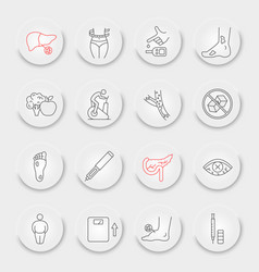 Diabetes Disease Line Icon Set