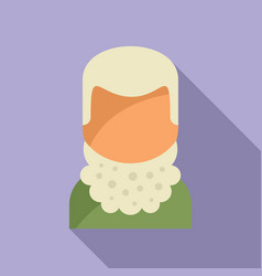 Long Curly Beard Icon Flat Male Portrait